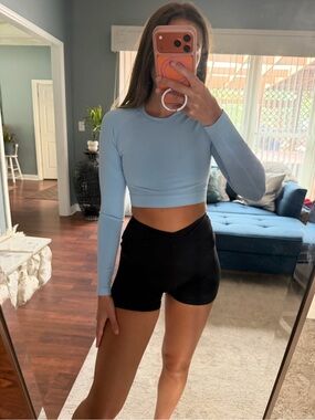YoungLA Sky Blue Long Sleeve Crop Top